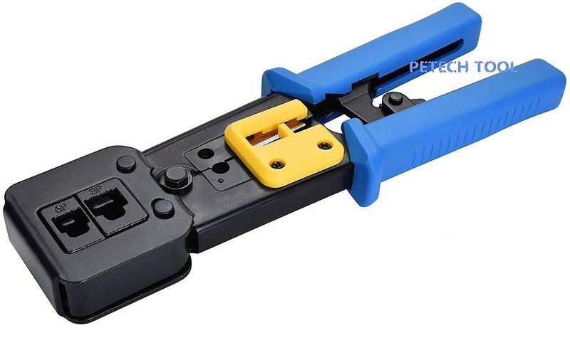 PETECHTOOL RJ45 Crimp Tool Ethernet Pass Thru Crimper with 5Pack 8Pin Replacement Blades for Pass Through Cat5 Cat5e Cat6 RJ45 RJ12 Regular and End Pass Through connectors - Image 3